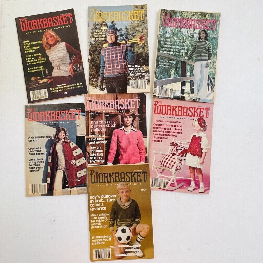 Lot 7 Issues Vintage Workbasket And Home Arts Magazine 1978 to 1981 Crochet Knit